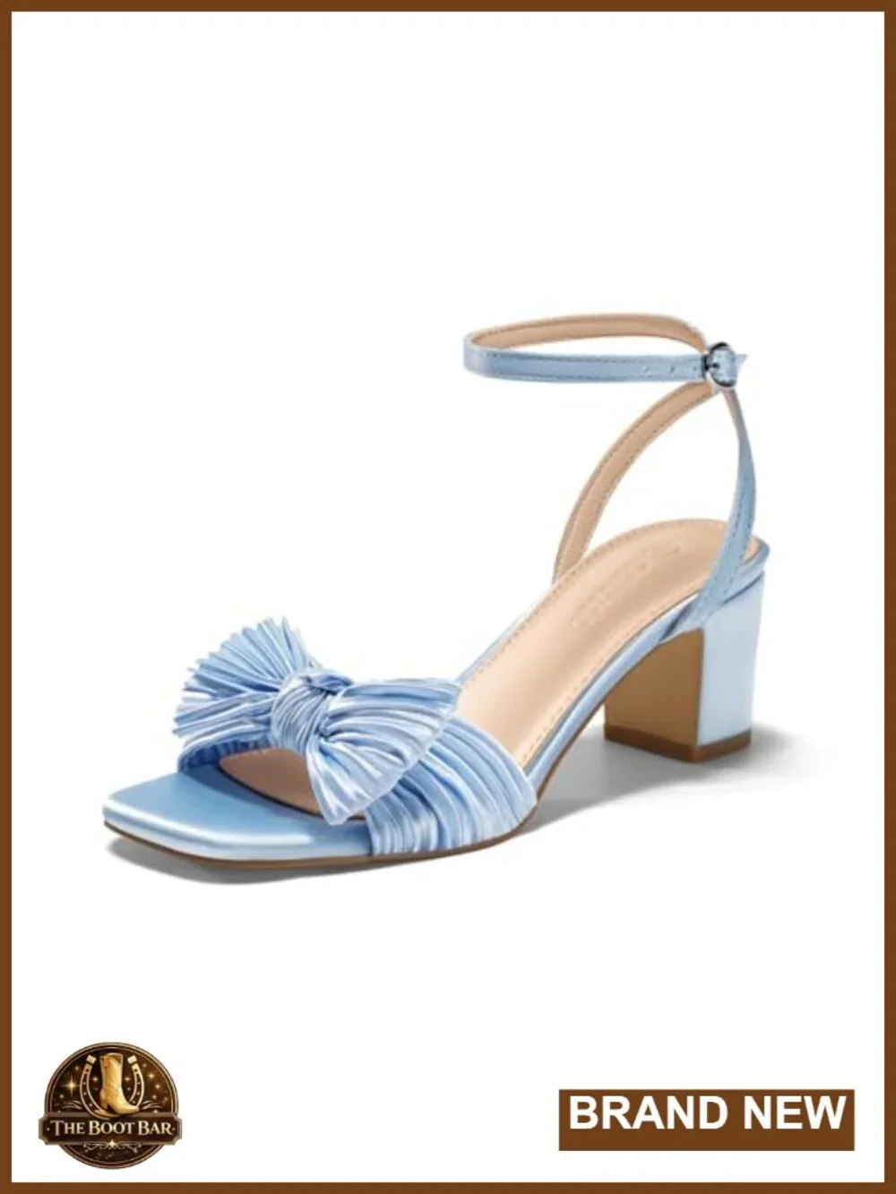 Satin Bow Heeled Sandals Open Toe Ankle Strap Low Block Heel Wedding Dressy